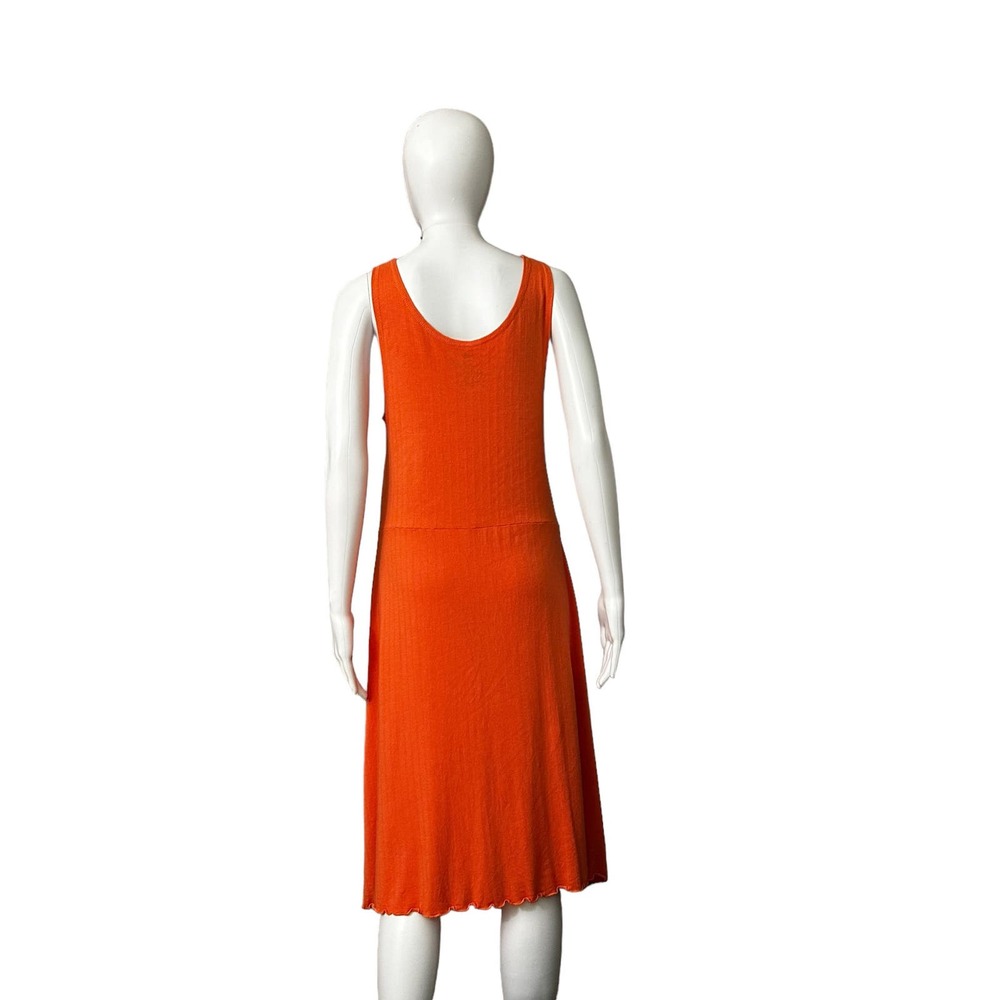 Gudrun Sjogen Sleeveless Midi Dress Medium Orange Cactus Stretch Scoop Scandi - Picture 8 of 16